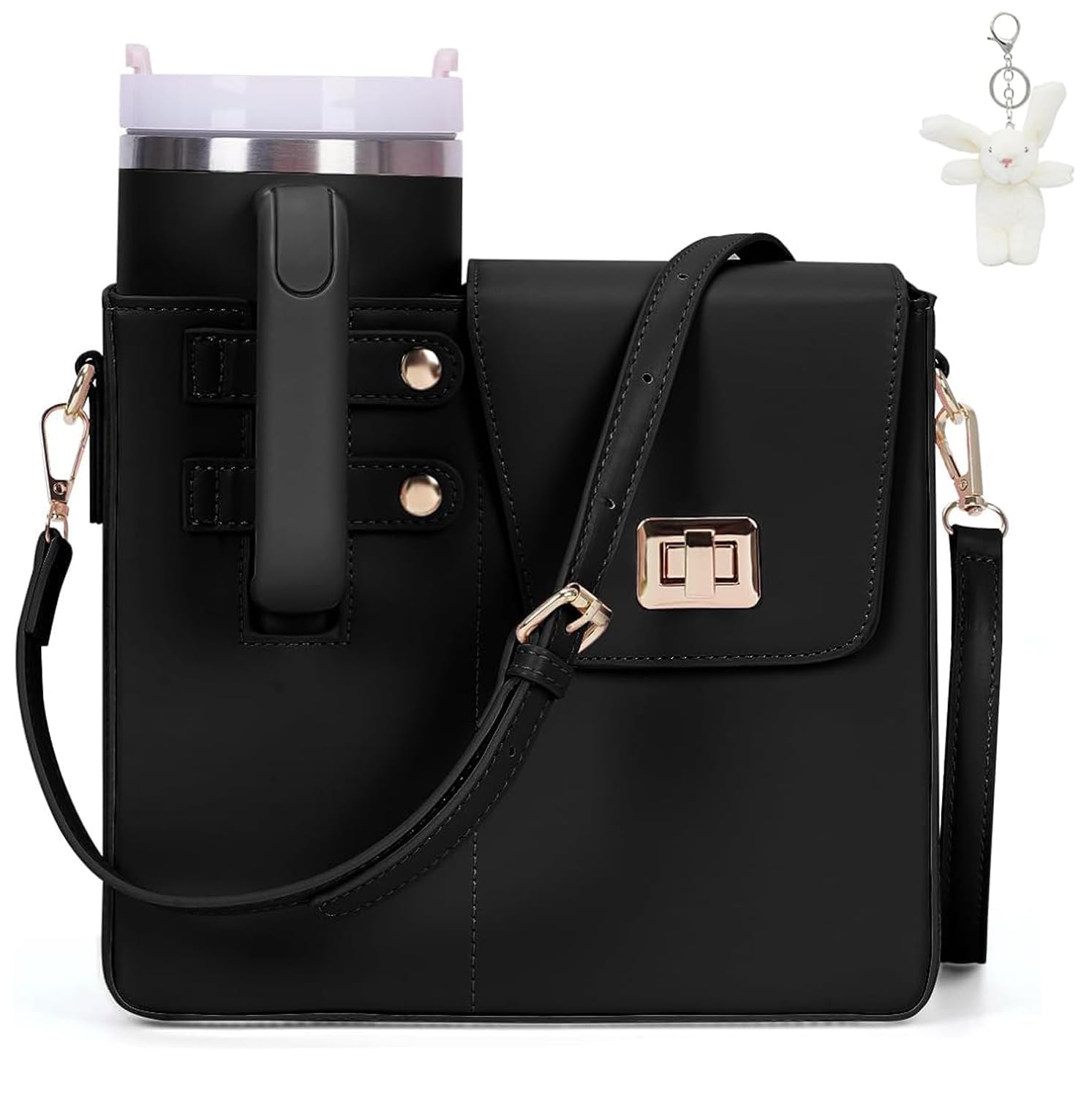 Outdoor Portable Crossbody Cup Storage Bag with Purse, Crossbody Bag for Stanley Bottle Black
