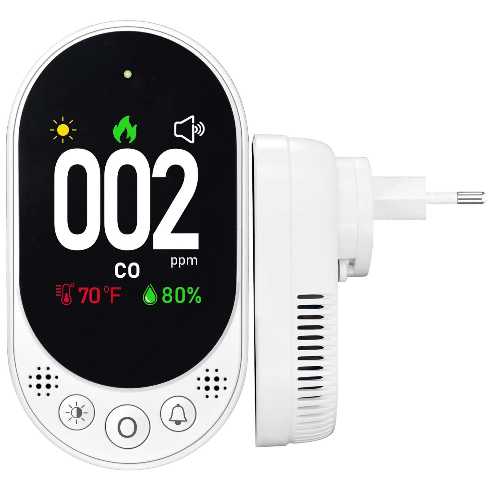 LSENLTY Kohlenmonoxid Melder, CO Melder mit HD-Bildschirm und Anzeige, visuellem und akustischem Alarm, 3-in-1-CO-Melder (CO-Gasmessgerät, Temperatur und Luftfeuchtigkeit) für Zuhause und unterwegs