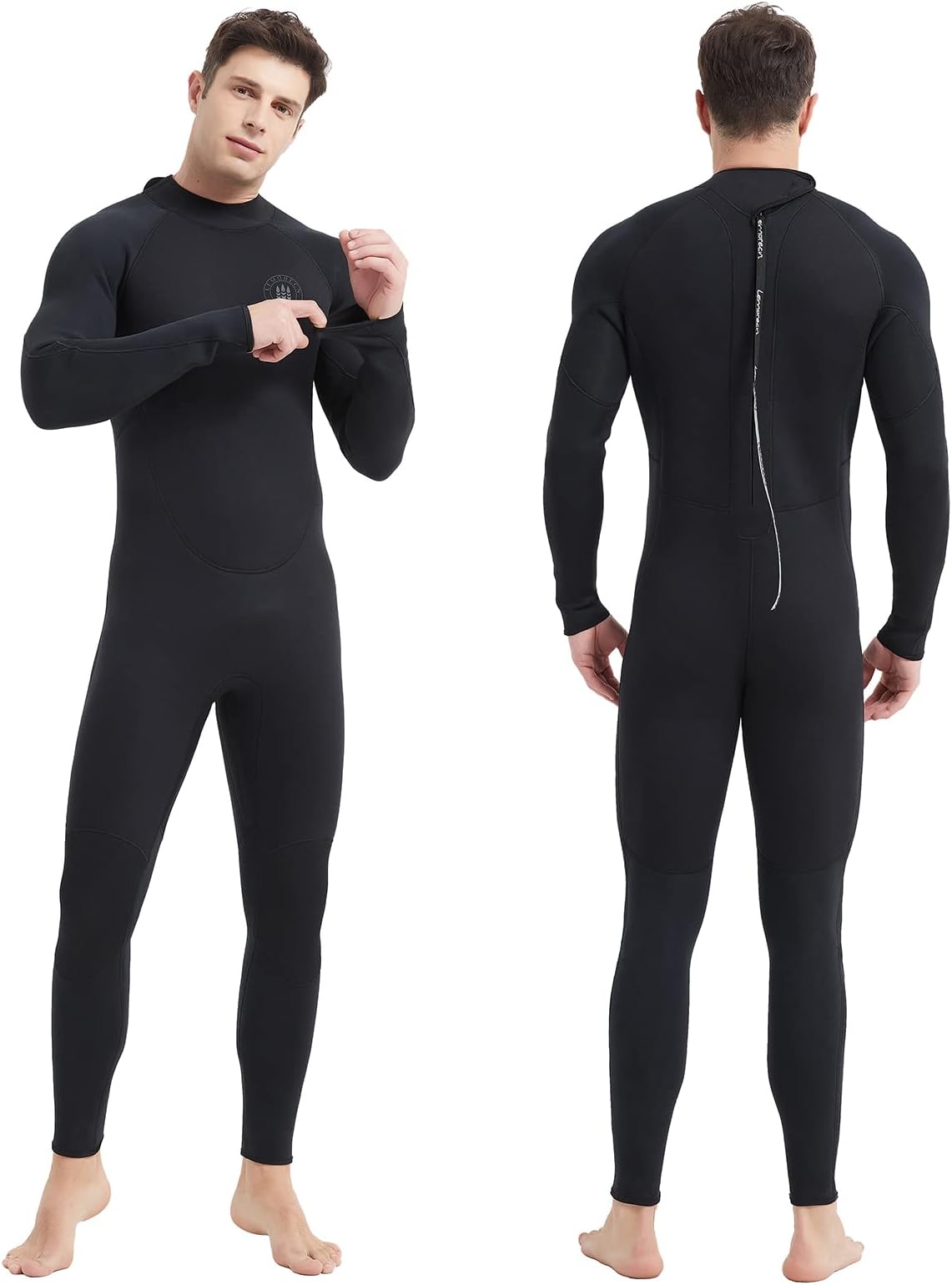 Lemorecn Mens Wetsuits Jumpsuit Neoprene 5/4mm Full Body Diving Suit for Men (3052-2XL), Mens 5/4mm Black
