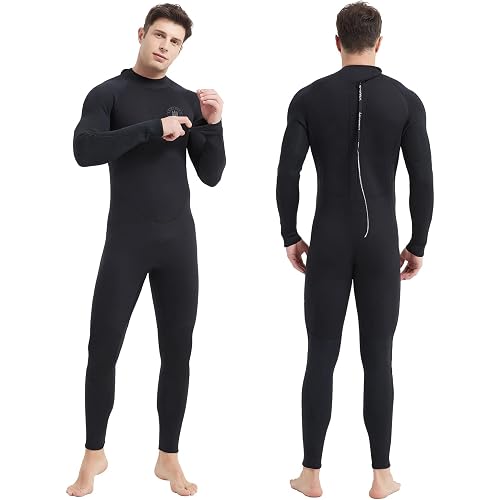 Lemorecn Men's Wetsuit 3/2mm and 5/4mm,Full Wetsuits for Men,Men‘s 3mm Full Wetsuit Front Zip for Diving Snorkeling Surfing Swimming