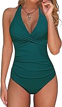 UMIPUBO Costume da Bagno Intero Donna Sexy Scollo a V Bikini Push Up Imbottito Reggiseno Curvy Costumi da Mare Donna Interi Costumi Un Pezzo Cross Spiaggia Beachwear Swimwear