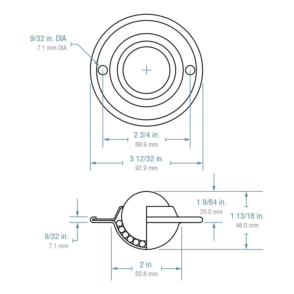 Hudson rodamientos nfsbt-1 1/2cs Flying Saucer Nylon bola Transferencia, de acero al carbono, 1 – 1/2 "de diámetro, 100 kg capacidad de carga (caso de 4)