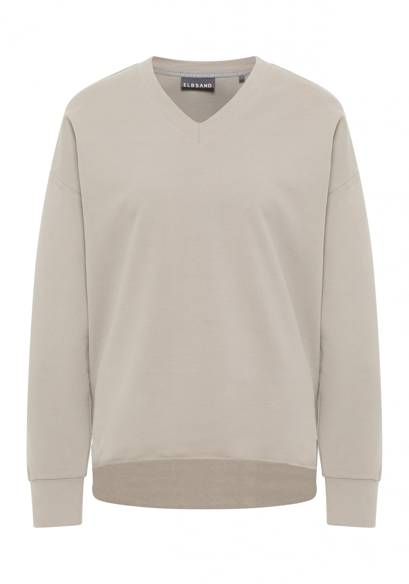 Elbsand Damen Sweatshirt ESWJördis Loose Fit Pullover V-Neck mit Logoprint