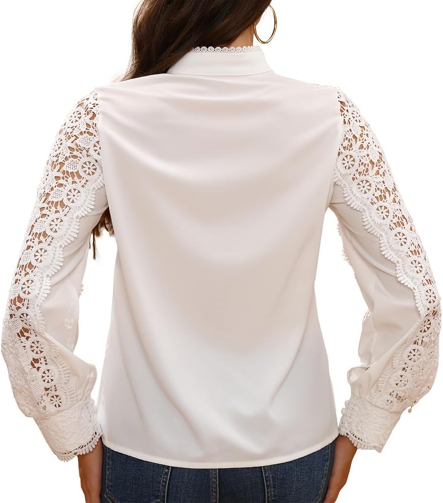 Lace Victorian Blouse Elegant Long Sleeve Dress Button Down Shirts Dressy Tops for Women Fall Fashion - Image 2