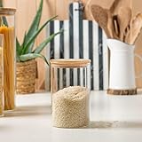 Glass Jars with Lids | Set of 3 Glass Jars | Storage Jars with Lids | 900 ML Food Glass Jars with Bamboo Lid | Airtight Storage Containers for Pasta Flour Cereal Rice Sugar Tea Coffee Beans - Image 2