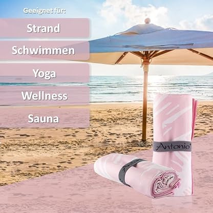 Antonio - Mikrofaser Strandtuch & Badetuch XXL 160 x 80 cm rosa weiß - Damen & Mädchen Strand-Handtuch & Bade-Handtuch… – Bild 4