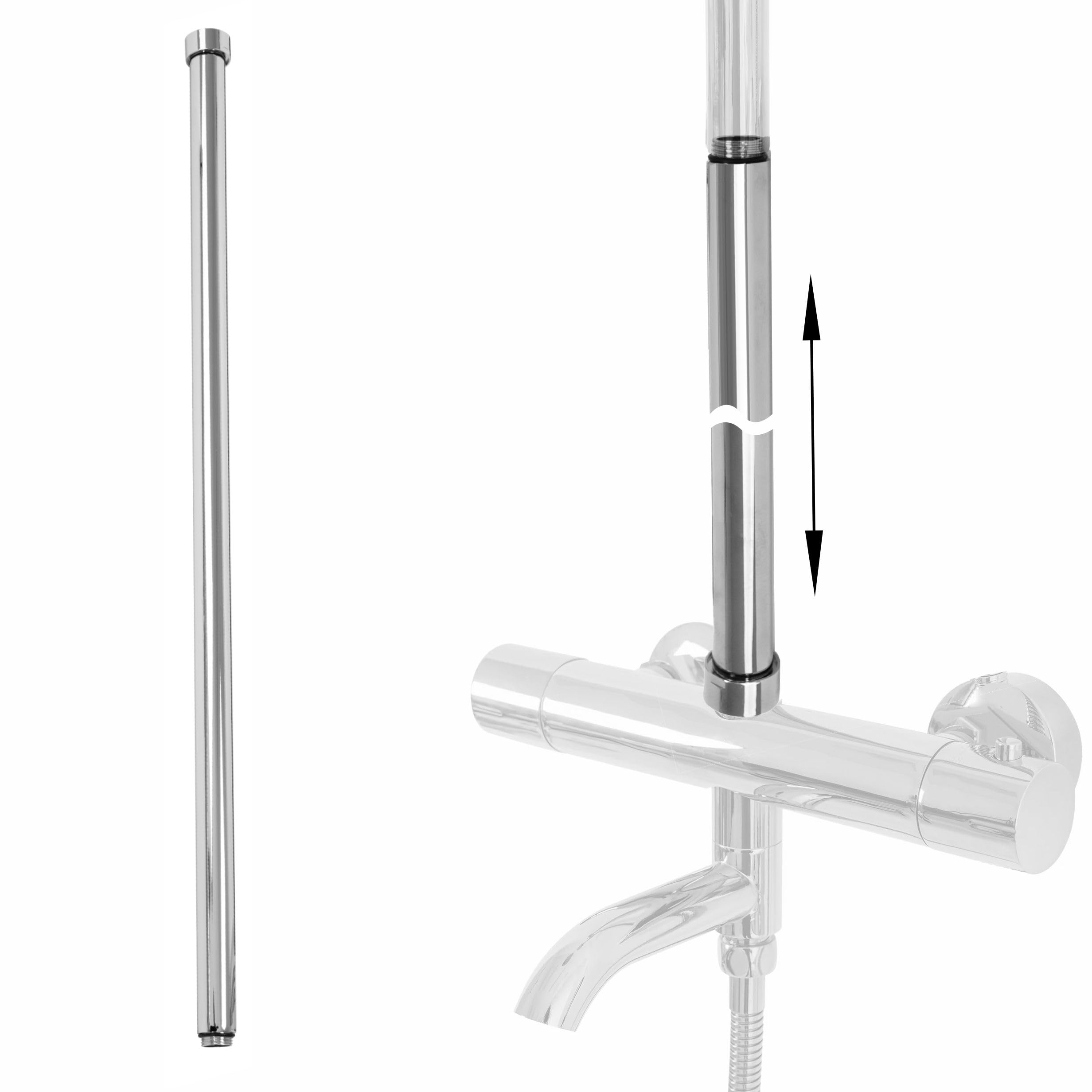 Rea Chrome Extension For A Bathtub And Shower Set 60Cm (Made Of Metal) - 2,2X2,2X61,5Cm