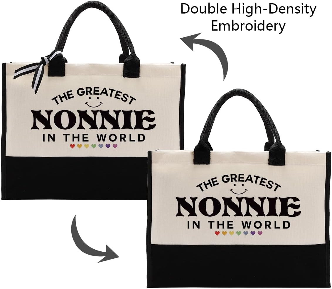 EDCTO Nonnie Tote Bag Gift, The Greatest Nonnie In the World, Nonnie Gift Utility Tote, Cotton Canvas Tote Bag, Canvas Tote Bag for Gifting, Inspirational Gift, Mother's Day Birthday Gift for Nonnie - Image 5