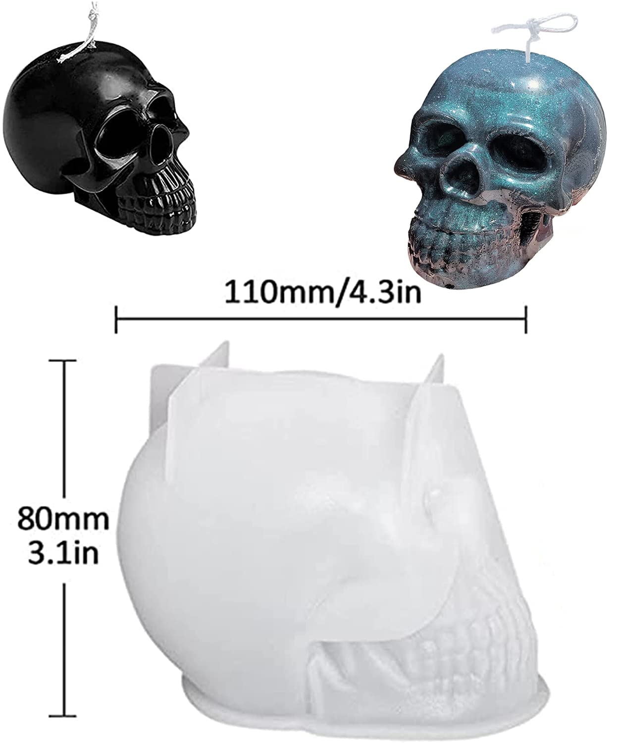 Moule En Forme De Crâne D'Halloween Moule En Époxy Pour Faire Des Savon Bougie Bijoux