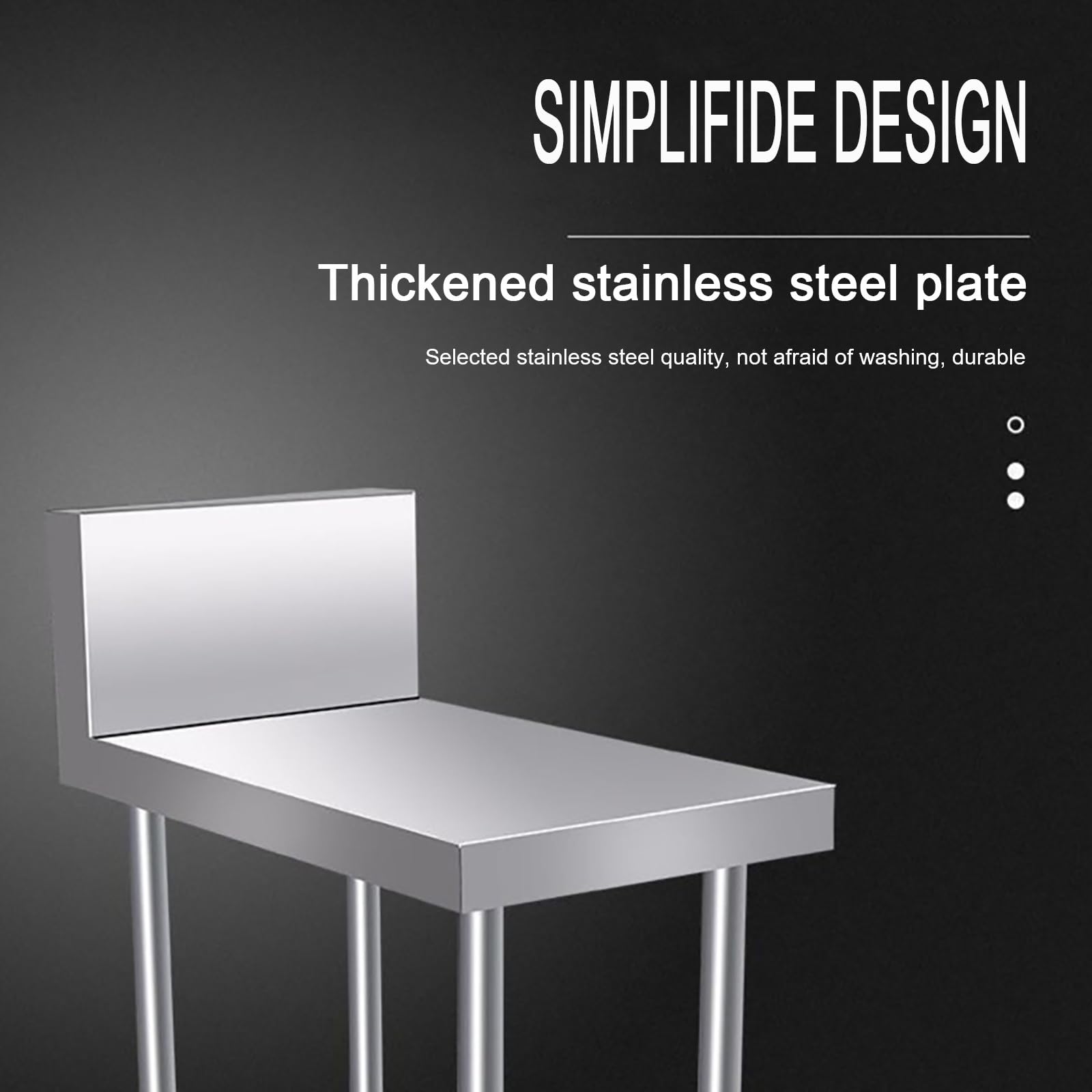 Tavolo Acciaio Inox, Tavolo Acciaio Inox Professionali, Metallo Banco da Lavoro Officina, Bancone per Condimenti con Ripiano Inferiore e Alzatine Cucina, per Ristorante(80x50x80cm/31.5x20x31.5 inches)