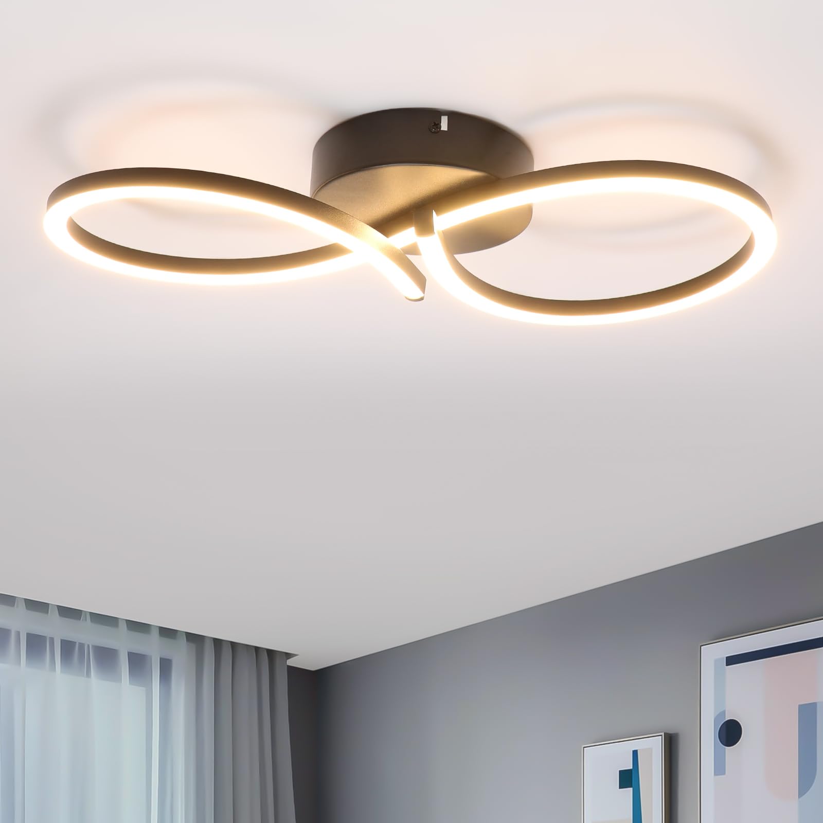 Homefire Plafondlamp LED Plafondlamp Keuken - Zwarte Woonkamerlamp 24W Slaapkamerlamp Modern Design Keukenlamp 3000K Hallamp voor keuken slaapkamer hal woonkamer