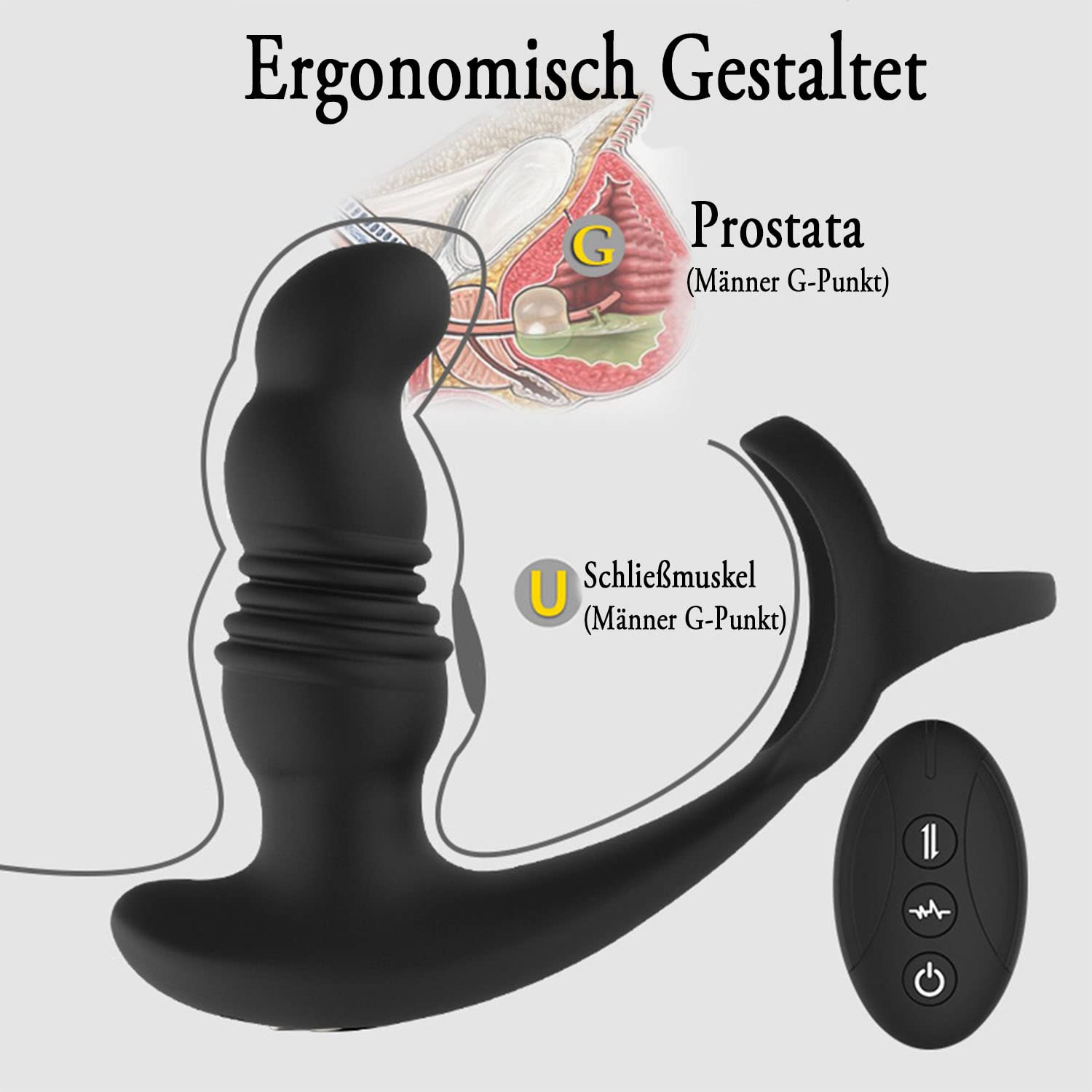 3 IN 1 Vibratore Anale con Anello per Pene, Giocattoli Sessuali Anali Maschili con 10 Modalità di Spinta e Vibrazione, Giocattoli SessualiVibratore