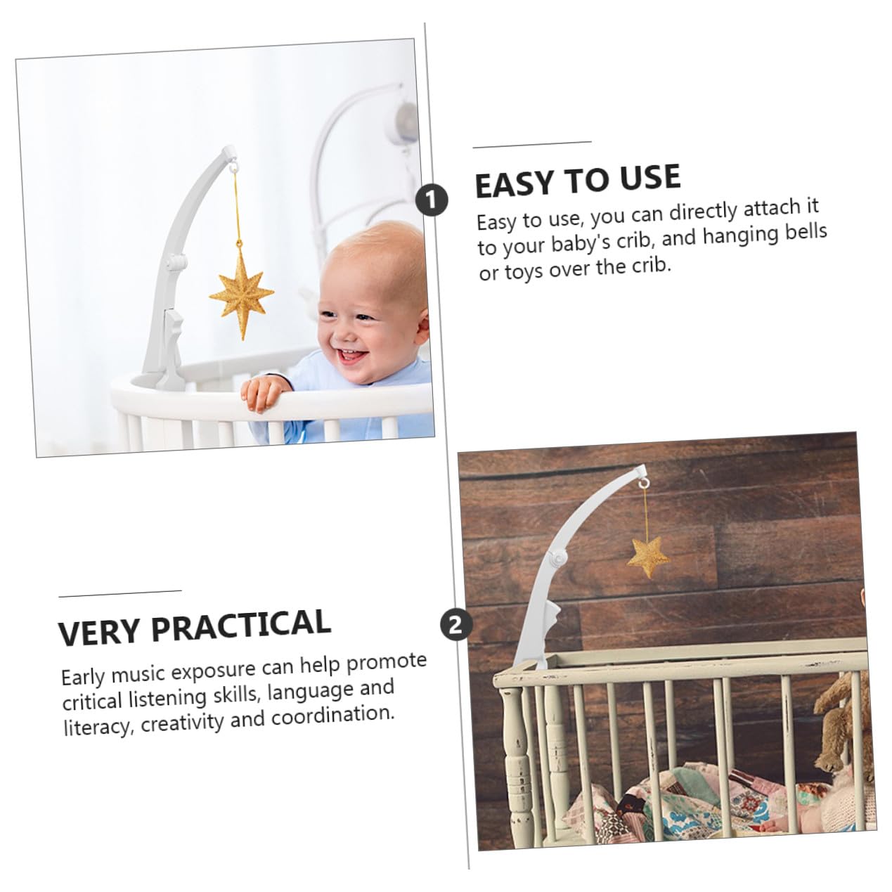 Brazo Portamóvil Para Cuna De Ñiño Plegable 2 Piezas Soporte Para Móvil Infantil Ajustable Accesorio Para Cuna Funcional Para Dormitorio De Ñiño