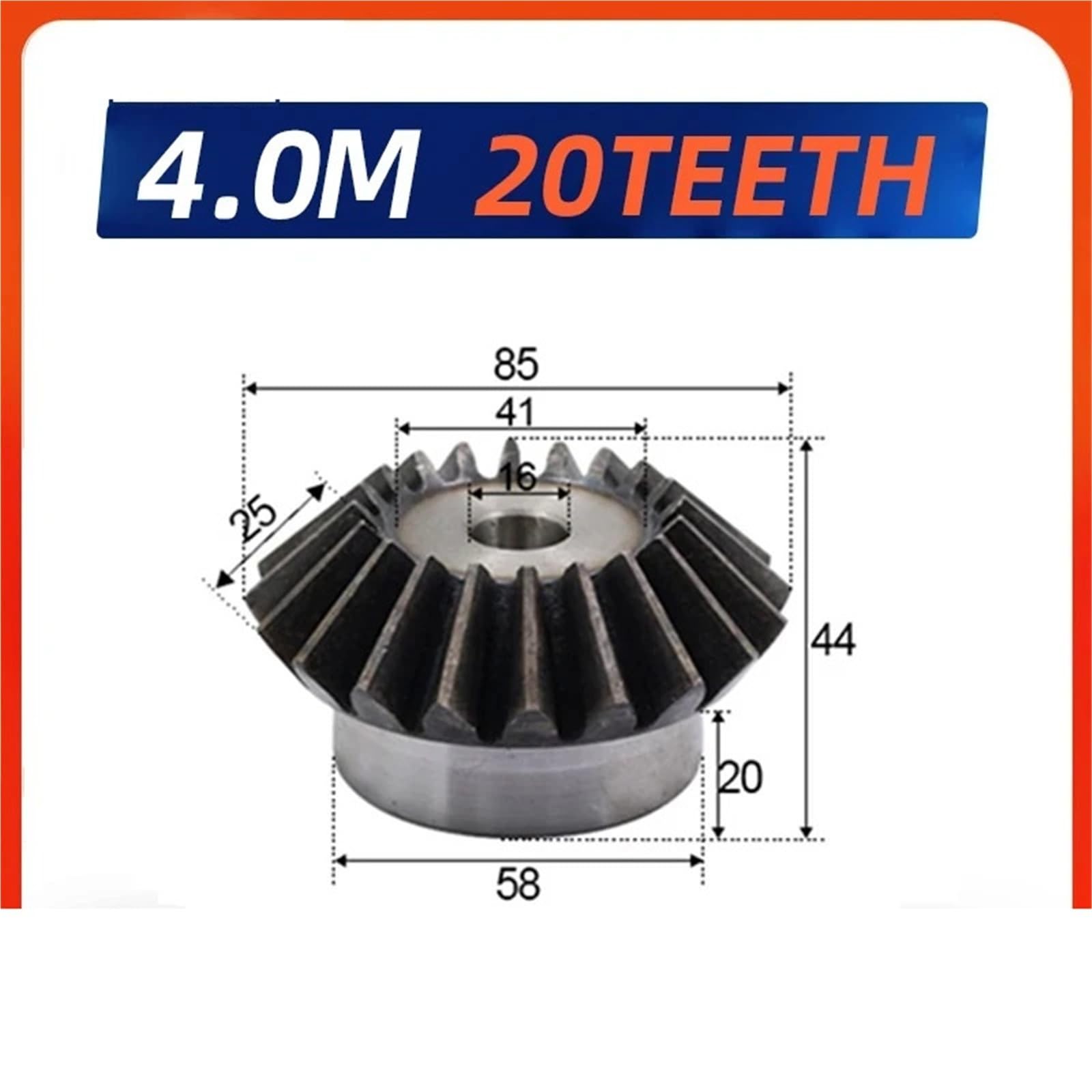 Engrenage conique 4 Modu 20 dents, alésage intérieur 20/22/24/25/28/30/32/35/40 mm, 1 pièce(24mm)