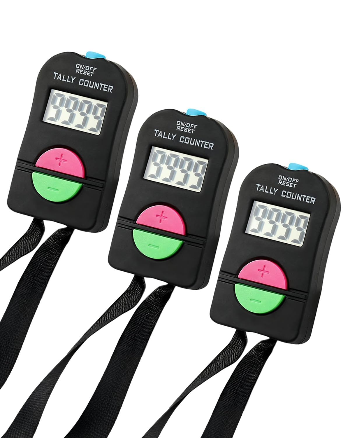 3 PCS Clicker Electronic Counter, 4 Digit Hand Tally Counters with Add Subtract Function LCD Display Silent Mode Option Lanyard Included, Ideal for Counting Golf Scoring Inventory and Event Tracking