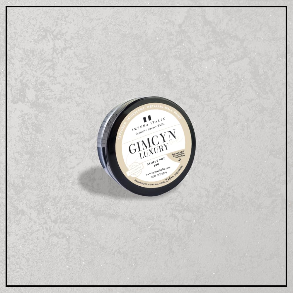 Impera Italia Gimcyn Luxury - Textured, Iridescent, Metallic Wall Paint Sample Pot. Includes 50g of Paint - Covers 0.25SQM - In Colour PEARL WHITE.