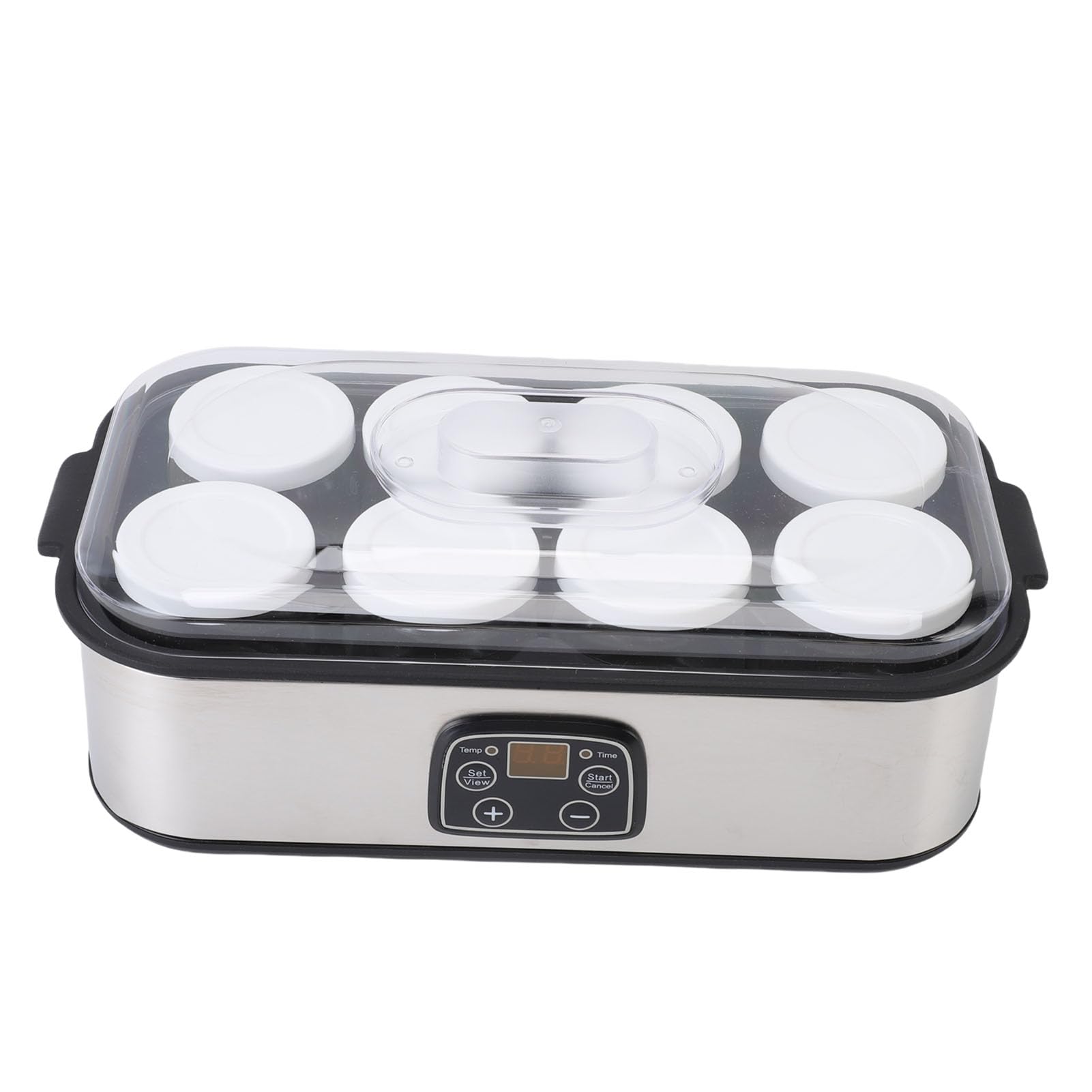 Fabater Yogurtera digital automática con 8 frascos de 48 oz (6 oz cada), pantalla LCD con control de temperatura constante, diseño de acero inoxidable para (EU enchufe 220V)