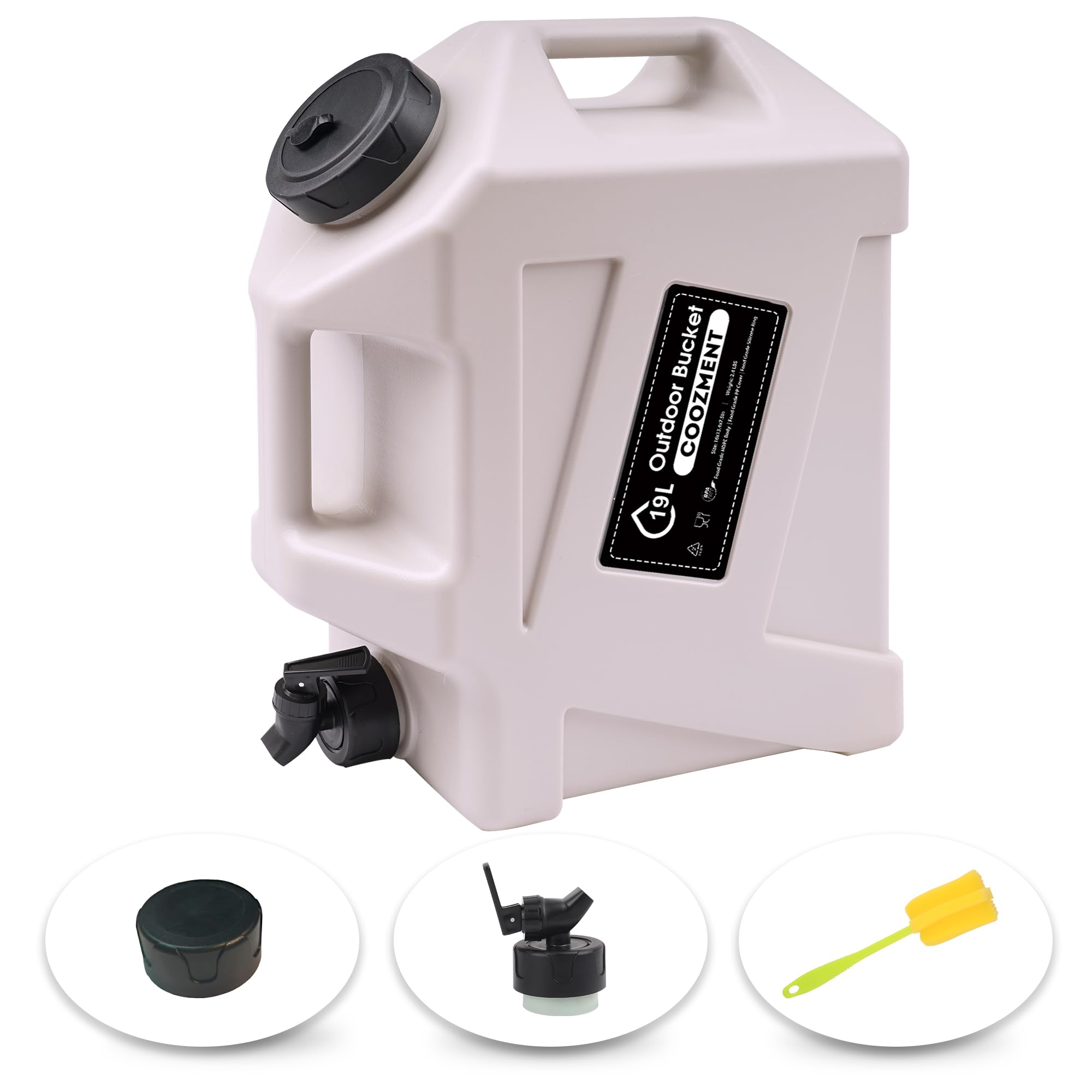COOZMENT Tragbarer Wasserbehälter mit Zapfhahn, BPA-freier Wasserkrug, Weißwassertank, multifunktionaler Wasserspeicherbehälter für Camping, Outdoor, Wandern, Notfallstroage