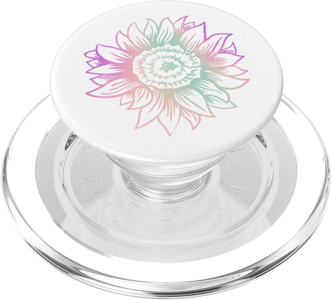 Rainbow Sunflower White PopSockets PopGrip for MagSafe