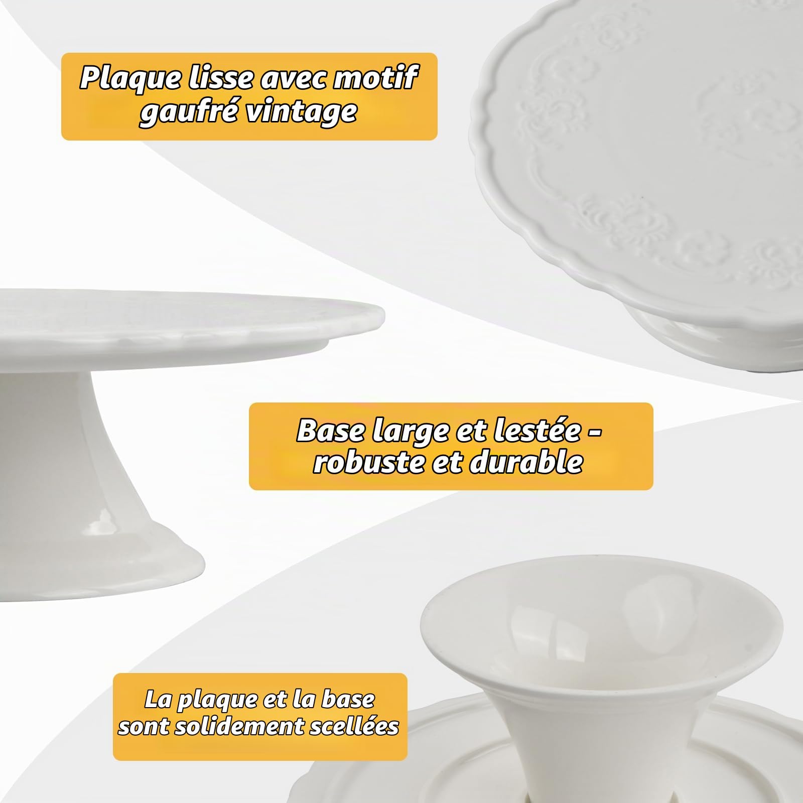 Présentoir à Gâteau Rond, Plateau à Gâteau en Céramique Blanc, Présentoir à Cupcakes, Présentoir Buffet, Présentoir Gateau, pour Mariage, Anniversaire, Thé de l'Après-Midi, Fête Prénatale