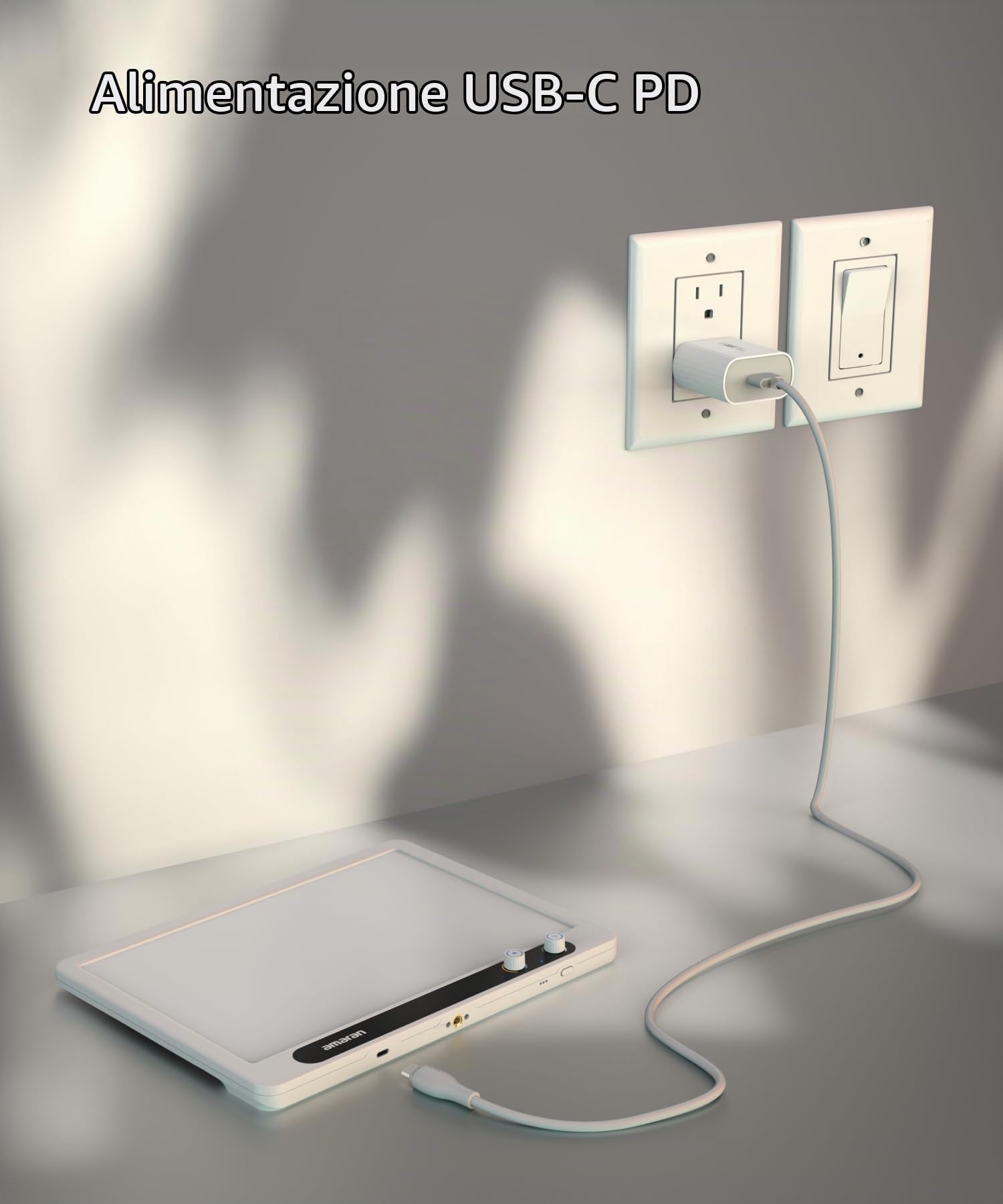 amaran Verge Key Light Bi-Color da scrivania, pannello LED soft edge 2700K–6500K, CRI 96, controllo frontale & alimentazione USB-C, per streaming, videochiamate e creazione di contenuti – Bianco