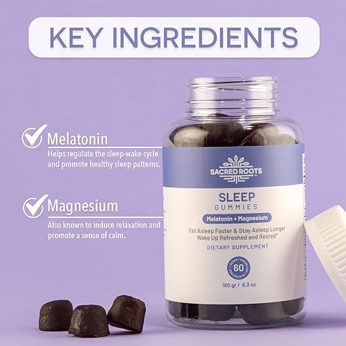 Miniatura 4 de Gomitas para dormir, gomitas de melatonina sin azúcar con magnesio para apoyar el sueño, mezcla botánica de ingredientes naturales, keto, vegano,