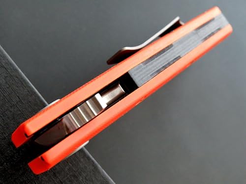 Miniatura 9 de Eafengrow EF335 - Cuchillos plegables D2 y mango G10, cuchillo plegable de bolsillo EDC cerrado de 5 pulgadas con clip (naranja)