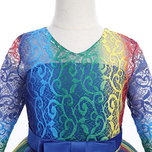 Image of Girls Flower Vintage Floral Lace 3 /4 Sleeves Floor Length Dress Wedding Party Evening Formal Pegeant Dance Gown