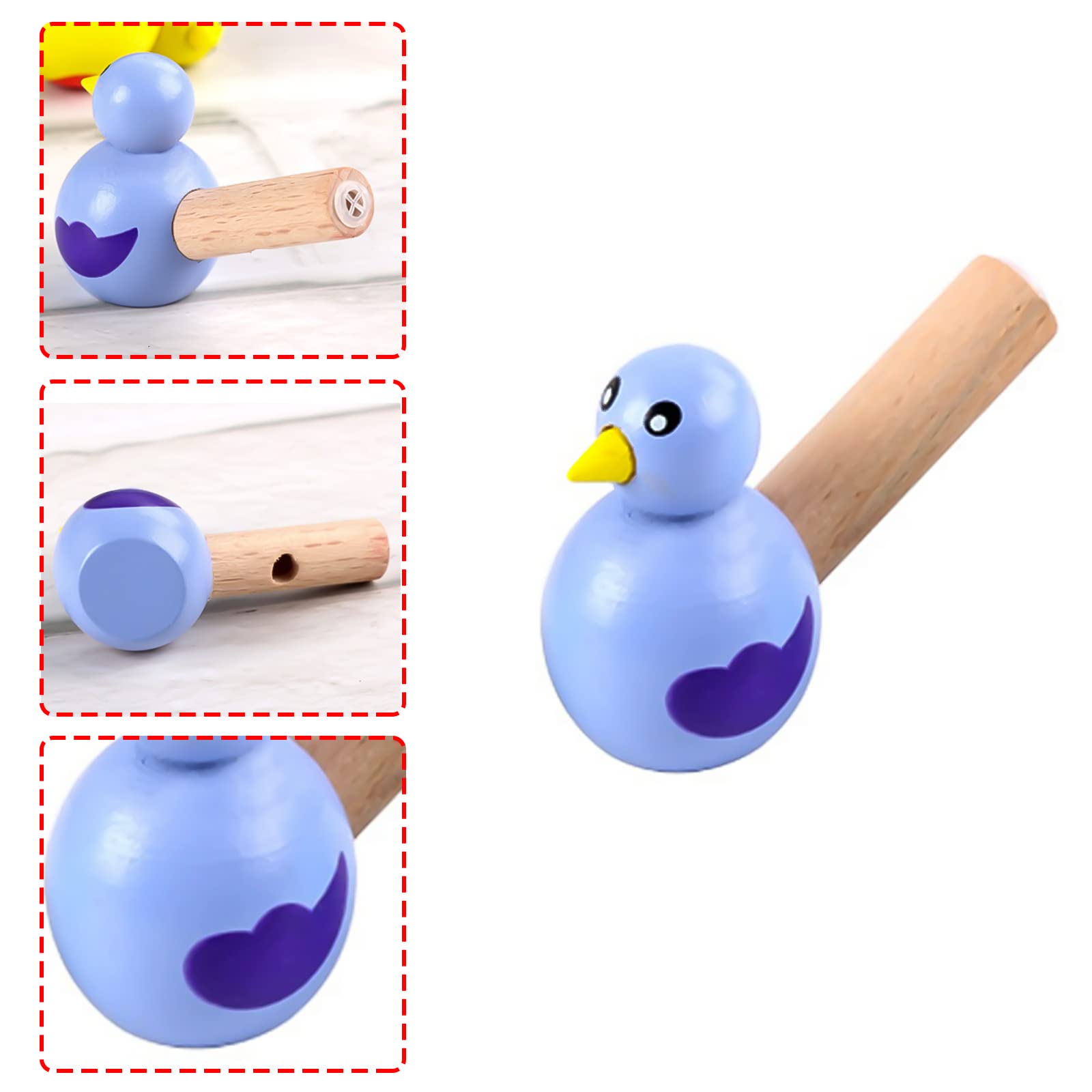 GICO Fluitje voor kinderen van hout, cadeautje 6 fluitjes dieren- kleurrijk gesorteerd - houten fluitjes - 7941
