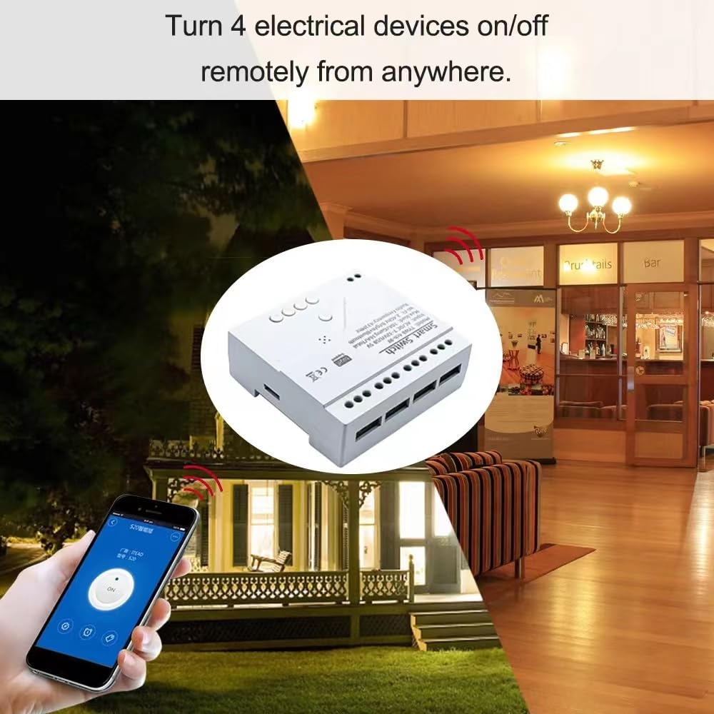 Tuya Smart Life Module de commutation à fermeture automatique 4 canaux AC 85-250 V/USB 5 V WiFi RF Bluetooth Compatible avec Alexa Google Home