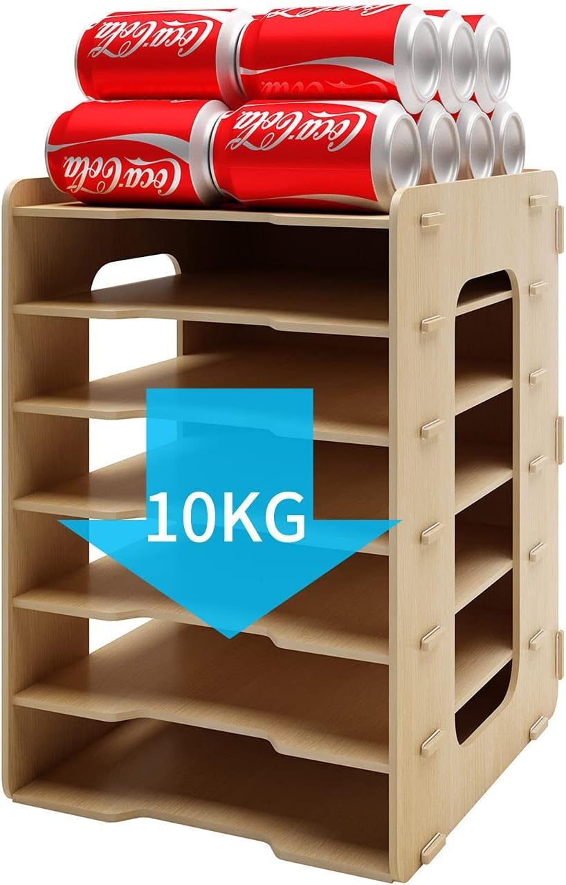 PUNCIA A4 Dokumentenablage 7 Ablagefächer aus Holz Briefablage Papierablage | Schreibtisch Datai Organizer Ablagesystem Aktenaufbewahrung Dokumentenhalter für Büro Arbeitszimmer Schule Office