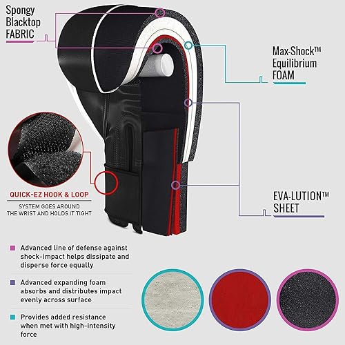 Miniatura 7 de TMA Guantes de boxeo para entrenamiento y Muay Thai  Guantes de cuero de vaca para sparring, kickboxing y lucha  Ideal para saco de boxeo pesado,