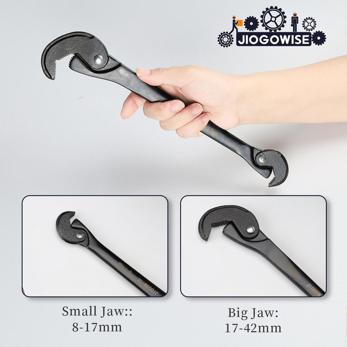Llave rápida autoajustable de 12.2 pulgadas, llave de ajuste de tamaño automático de doble acción, llave de resorte multitamaño, llave rápida multifunción, rango de capacidad de 0.3 a 1.65