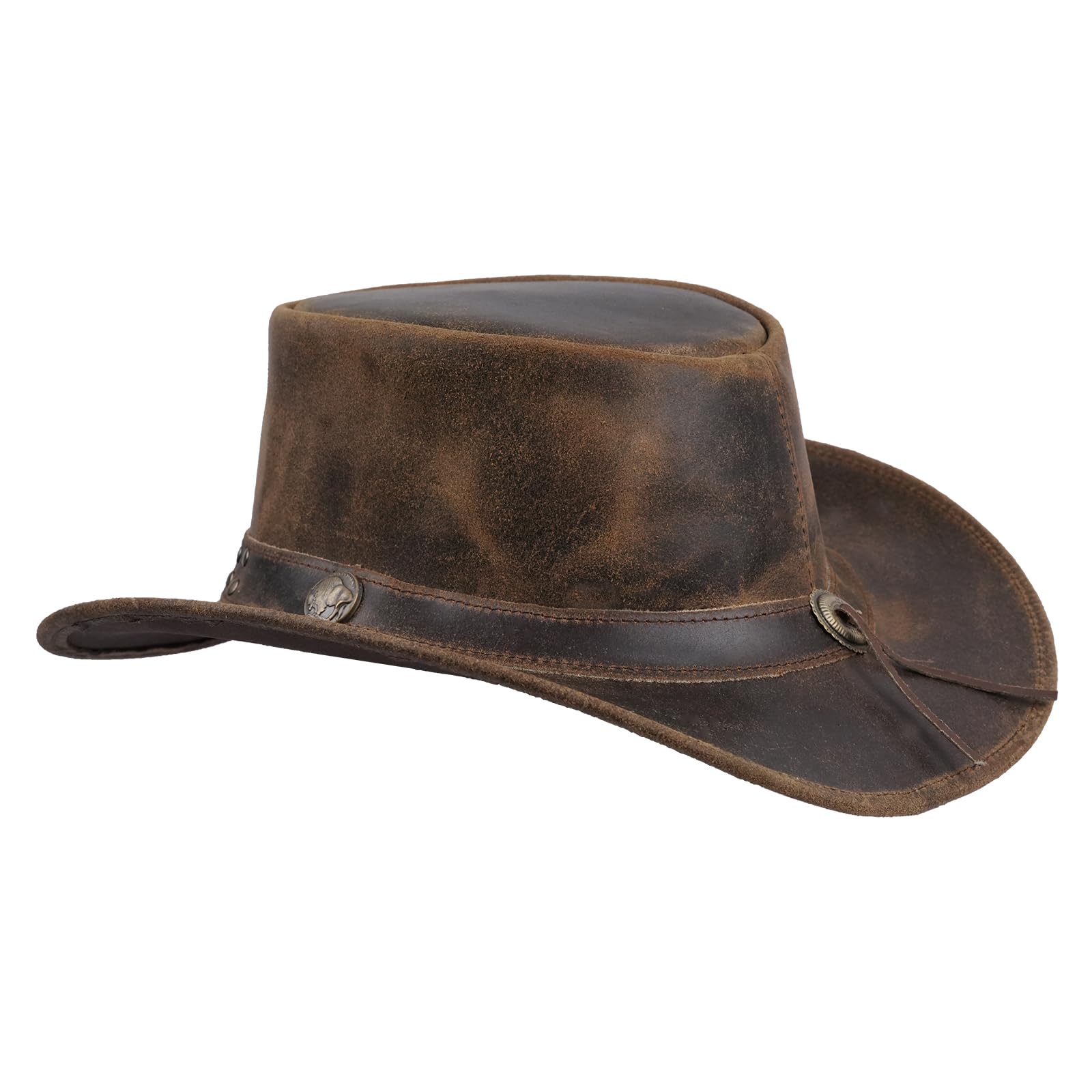 Leatherick Sombrero de Vaquero Sombrero de Piel de Vaca de Estilo Australiano de Ante Genuino