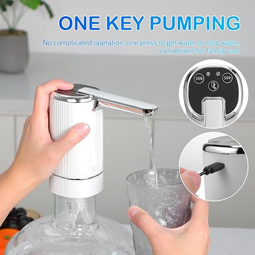 Miniatura 3 de Bomba eléctrica para botella de agua, dispensador de agua portátil, recargable por USB, salida plegable, bomba de bebida automática para el hogar,