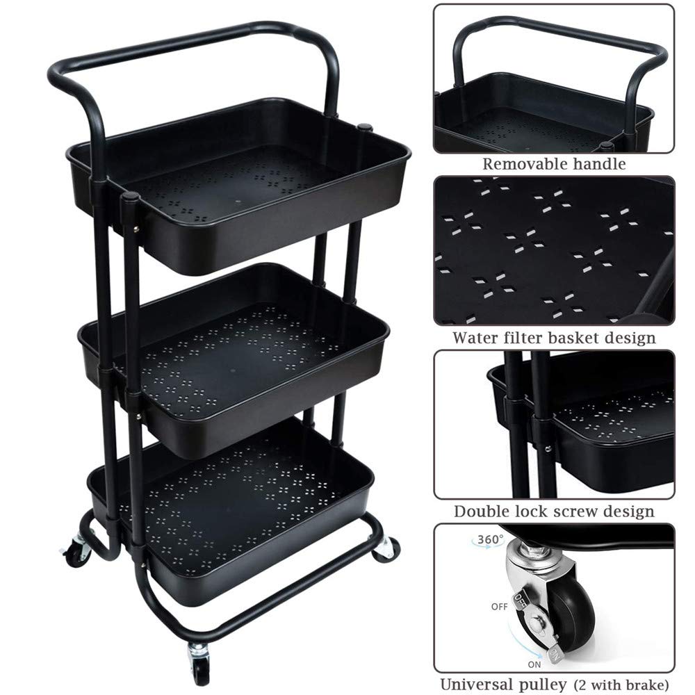 Buy UHOOME Kitchen Storage Trolleys Removable Storage Tower Rack