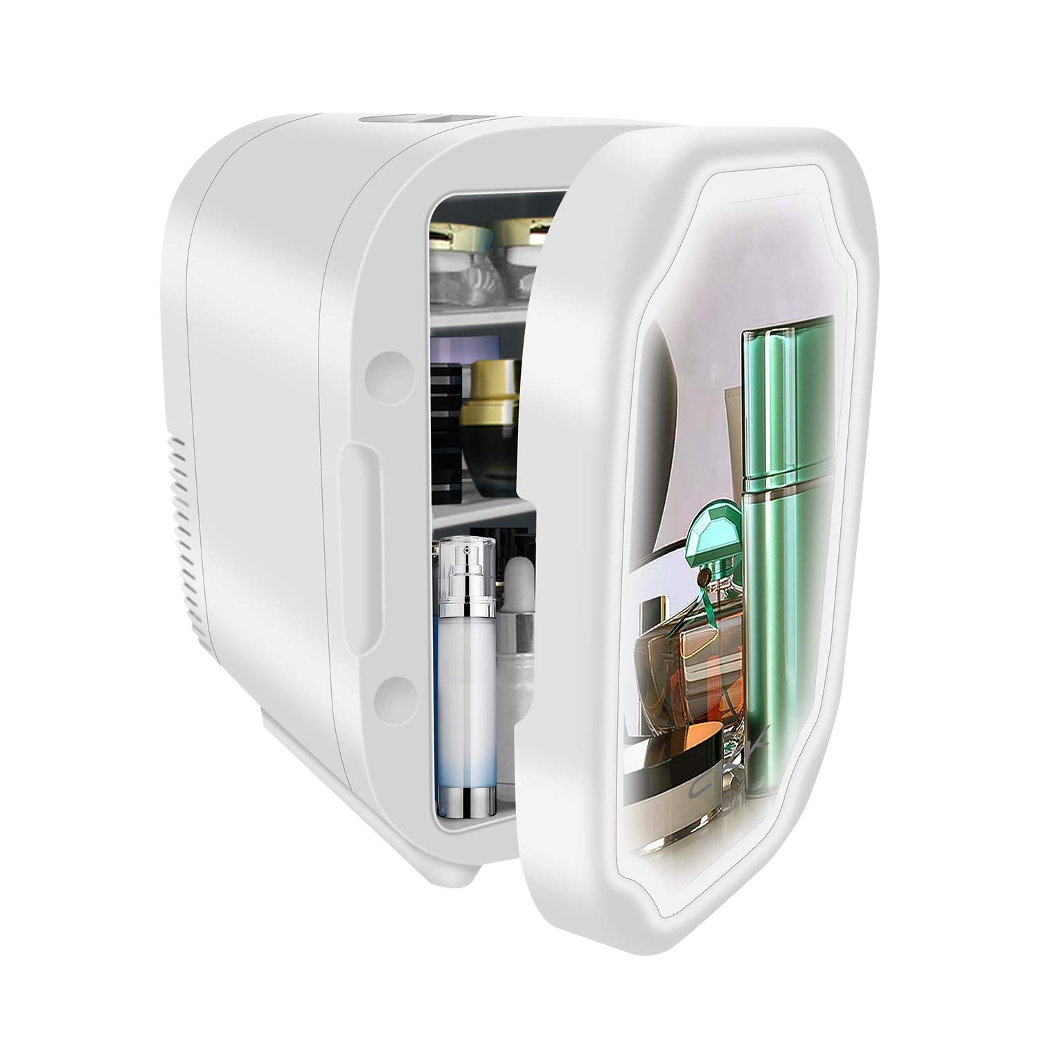 Mini Led Fridge - 6 Liter Portable Mirrored Beauty Fridge Compact Refrigerator with 3 Levels LED Lig