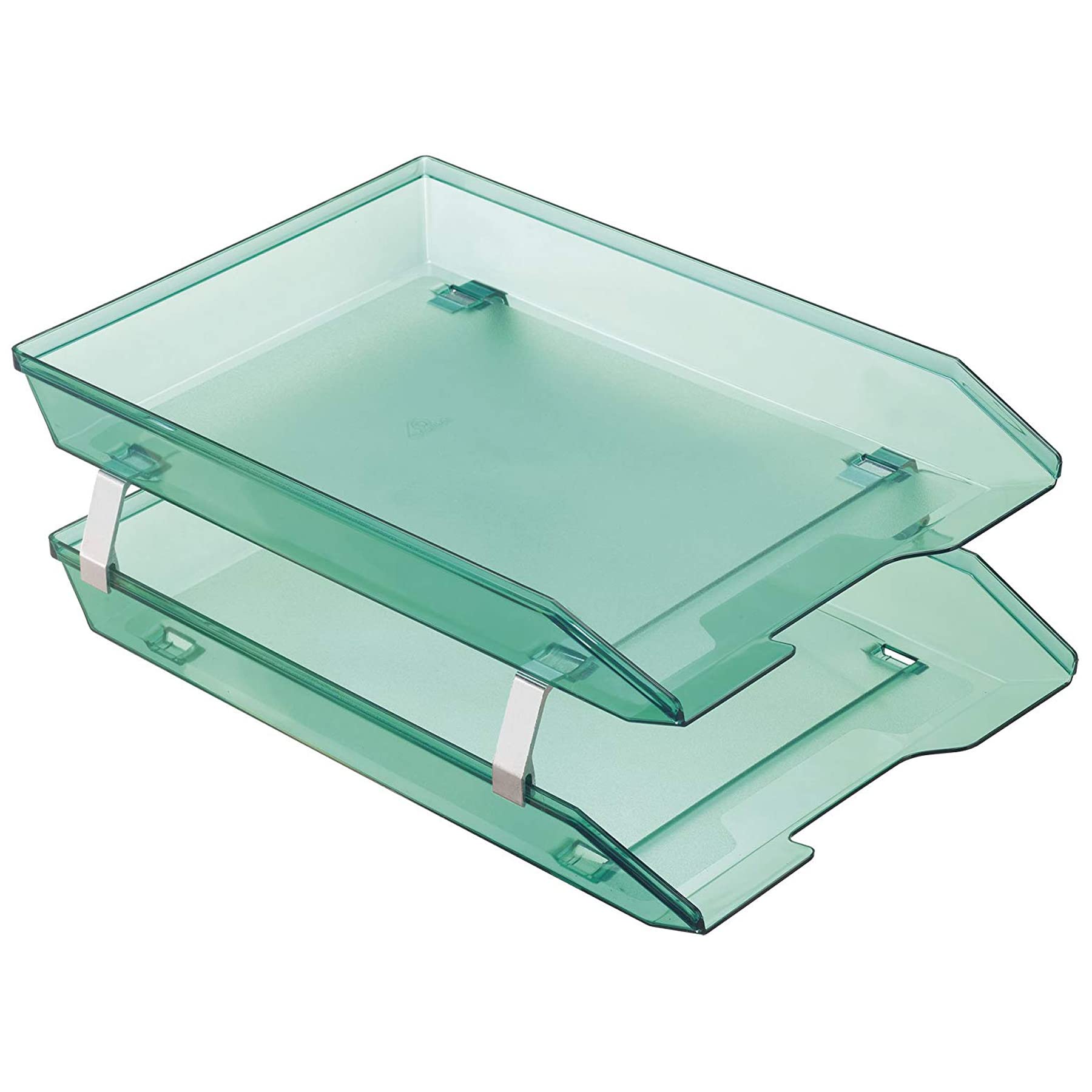 Acrimet Facility 2 Tier Letter Tray, Front Load, Letter Size/A4, Desktop File Organizer, Plastic (Clear Green Color)