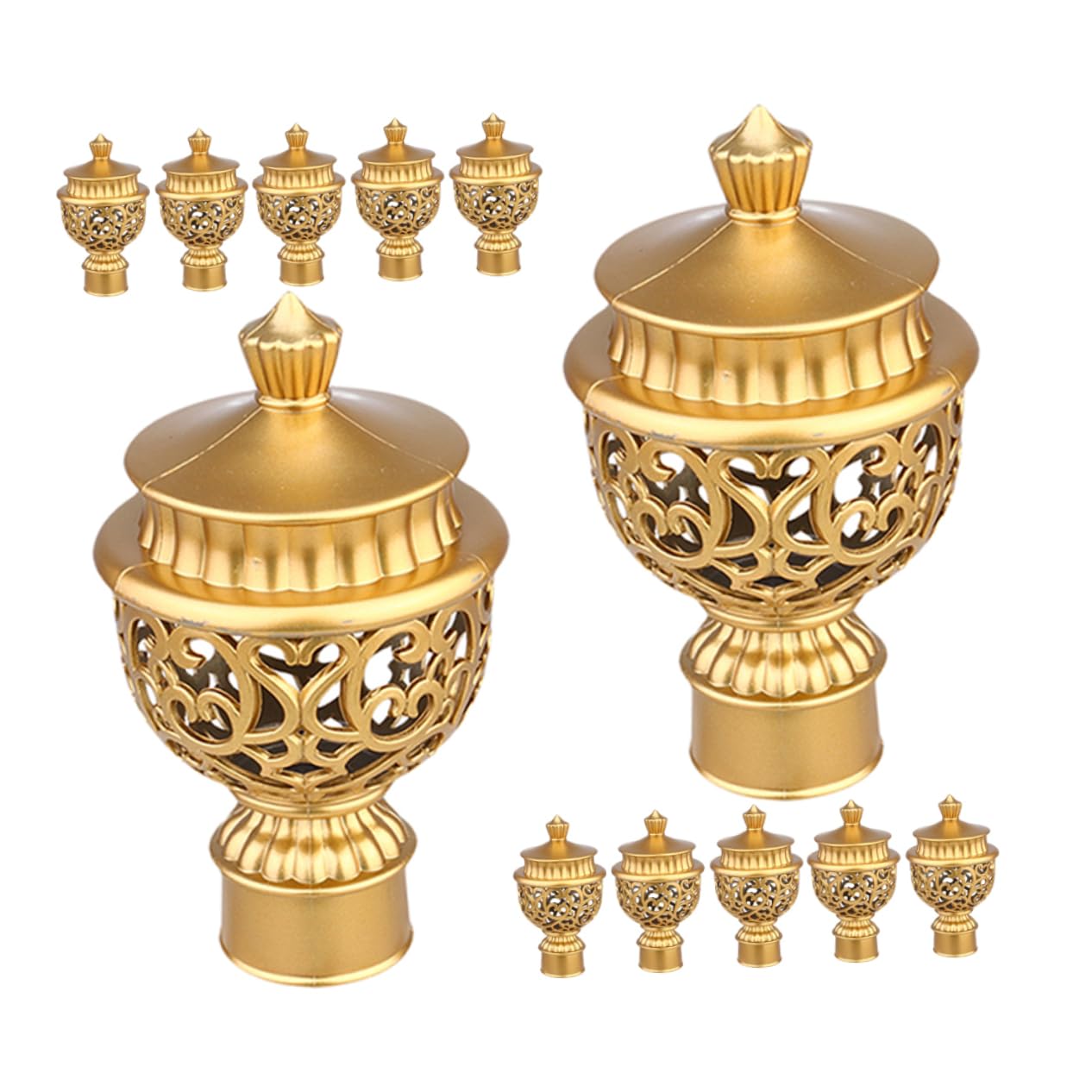 OUNONA Curtain Rod Fitting Decorative End Caps 12 Pcs Roman Pole End Caps Plastic Finials for Drapery Rods Easy Install