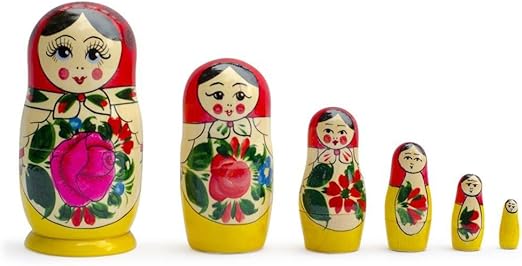 BestPysanky Set of 6 Wooden Dolls Nesting Dolls Semenov Matryoshka 5.75 Inches