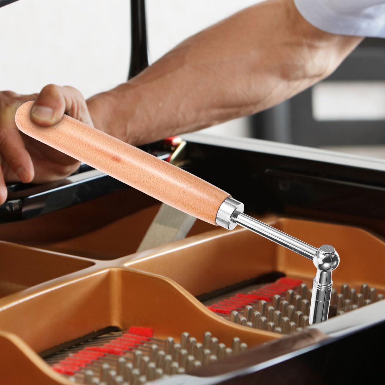 Toyvian Clé À Piano Professionnelle En Acier Avec Manche En Bois Outil D'Accordage Portable Pour RéGlage PréCis De Tonalité Accessoire Fiable Pour Instrument De Musique 12.40X2.95X1.30 Pouces