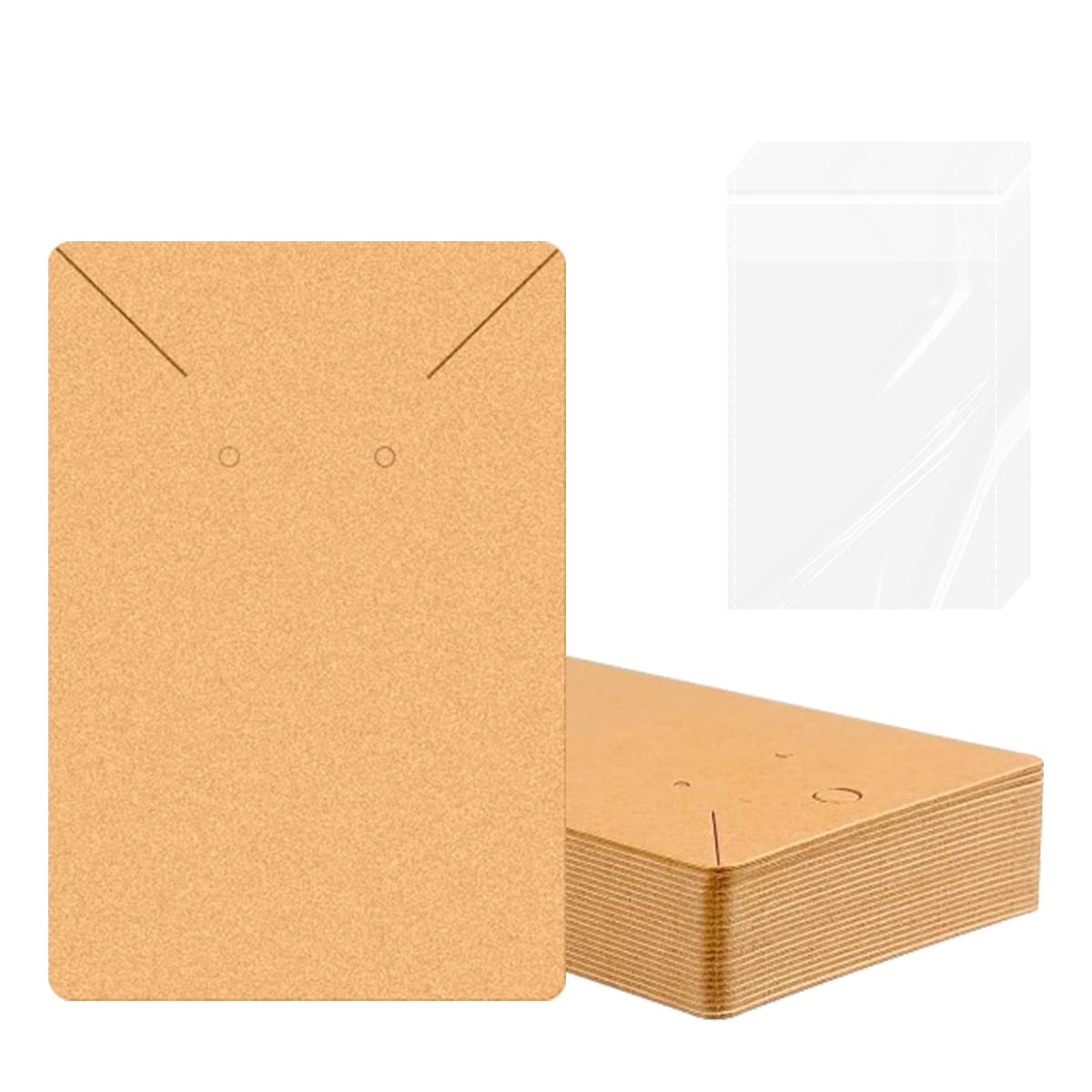 Jagowa Brown 50 Pcs Jewelry Display Earring Display Cards, Vintage Jewelry Necklace Display Cards (Kraft)