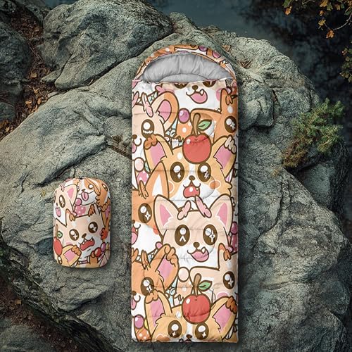 Image of QOOMO Axolotl Cute Camping Sleeping Bags,3 Season Warm & Cool Weather,Lightweight,Waterproof Sleeping Bags for Adults & Kids,Traveling,and Outdoors