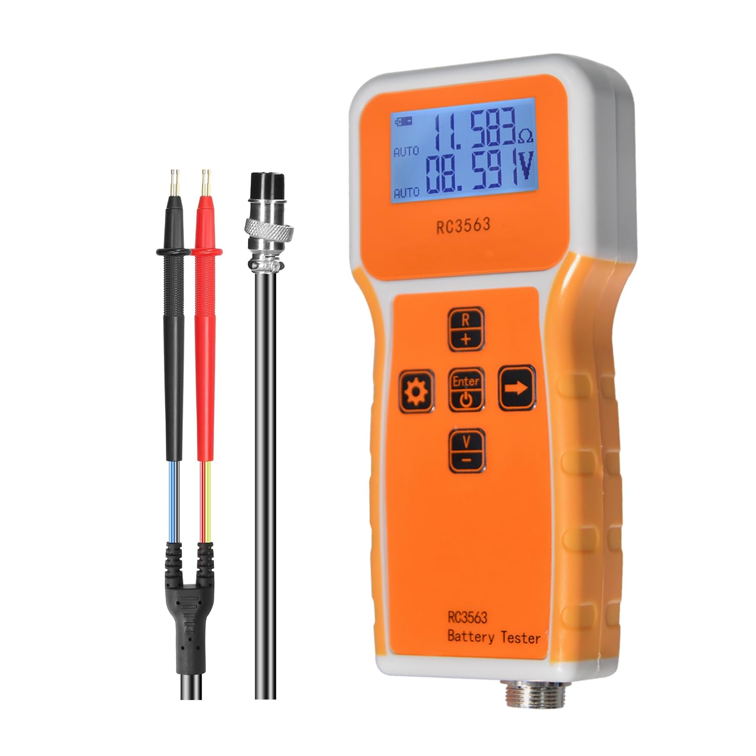 Batterie-Innenwiderstandstester, Spannungs-Widerstandsmessgerät 1uΩ~200Ω 0~±100VDC Bereich Tragbarer Spannungs-Widerstands-Prüfer mit Sonde, Batterie-Analysator für Blei-Säure, Ni-CD, Li-Fe RC3563