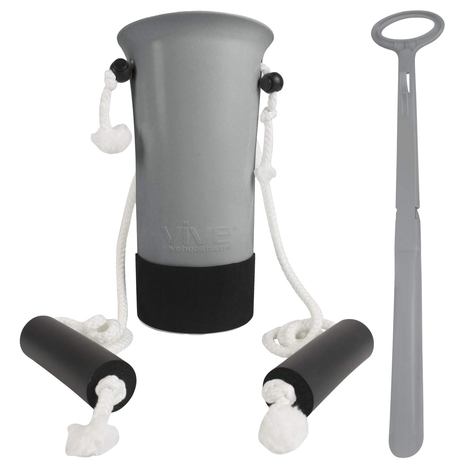 Vive Sock Aid Kit with Shoe Horn - Long Handled Remover for Men, Women, Senior - Adjustable Plastic Reach Assist - Stocking Helper Tool for Elderly, Pregnant, Diabetic - Travel Assistance Device