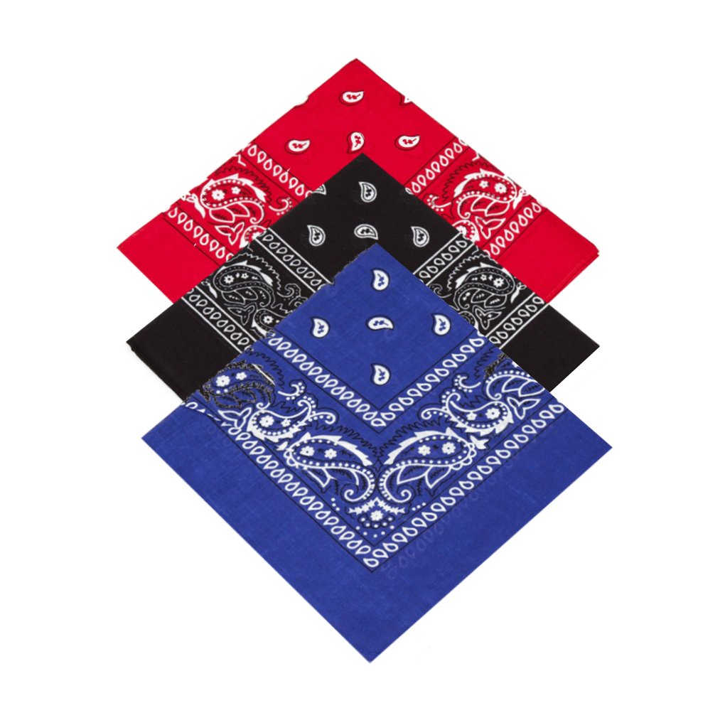 Set of 3 X Handkerchiefs with paisley design for Men Women Children hankie Neckerchief/Bandanna/Bandana Head/Neck Scarf/Headtie/Head Tie 100% Cotton (Red,Black,Royal Blue)