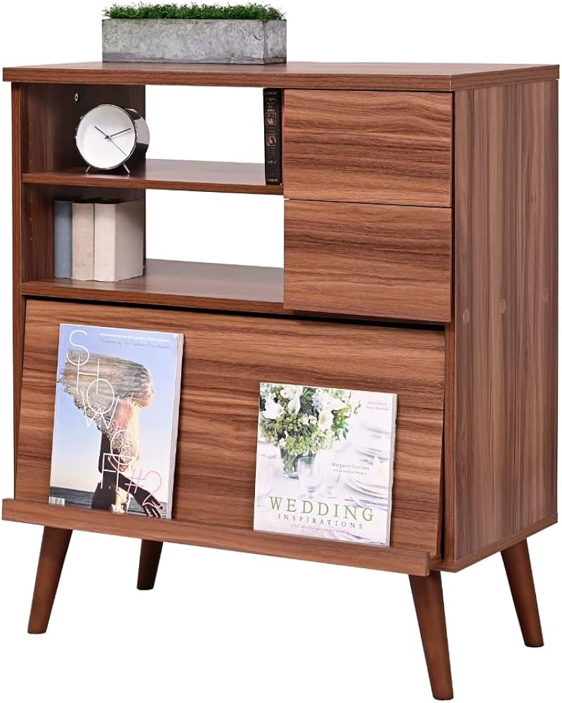 【最終値下げ】北欧家具　木製キャビネット Amazon｜JKプラン キャビネット 木製 北欧 収納 ウォールナット ミッド