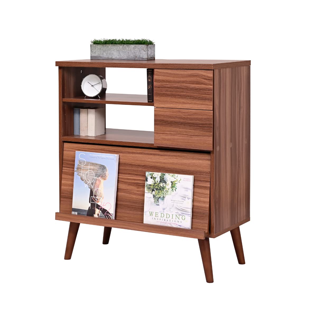 Amazon｜JKプラン キャビネット 木製 北欧 収納 ウォールナット ミッド