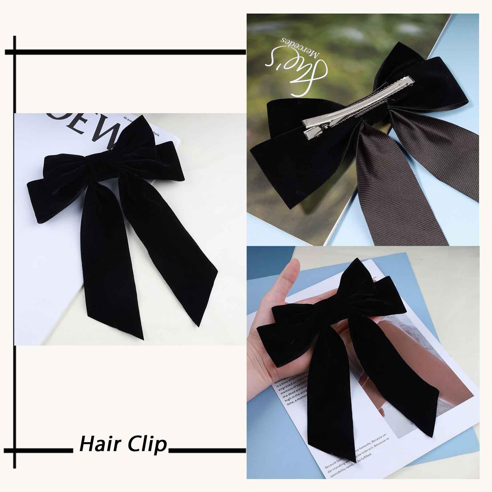 2 Pz Fiocchi Rosa per Capelli, Nastro per Capelli con Lunga Coda, Fiocchi di Seta Satinata, Carine Mollette per Capelli con Accessori a Fiocco per Donne, Ragazze, Bambini