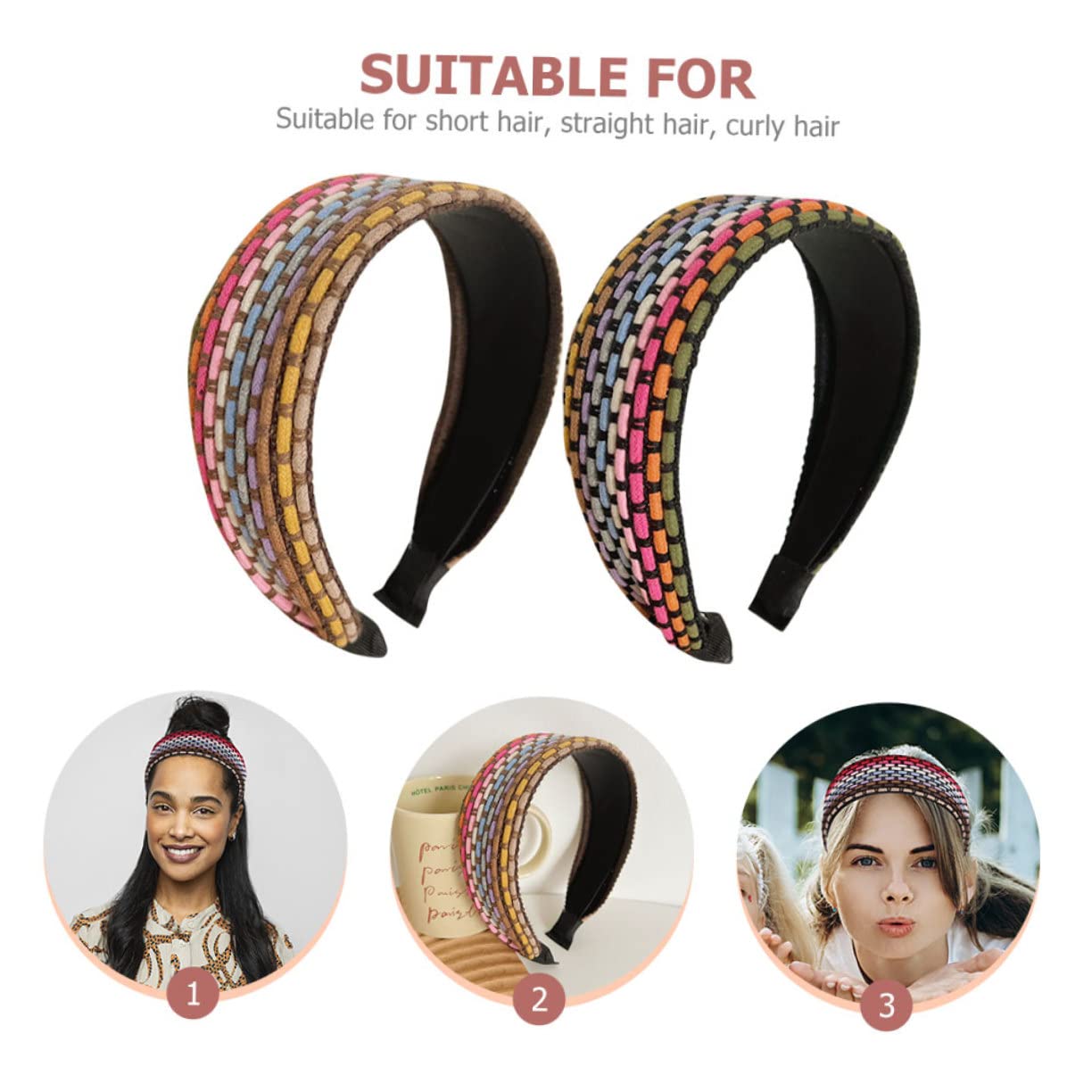 FRCOLOR 4 Piezas Diadema de ala ancha diademas femeninas bandas anchas para la cabeza diademas de niñas hair band bandana diademas decorativas delicados aros para el cabello tela